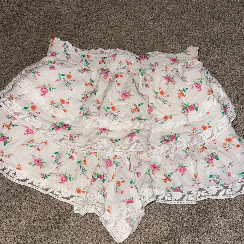 Floral Lace Trim Skirt